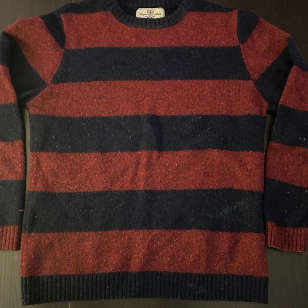 next Wool Striped Sweater Size M Navy / Burgundy